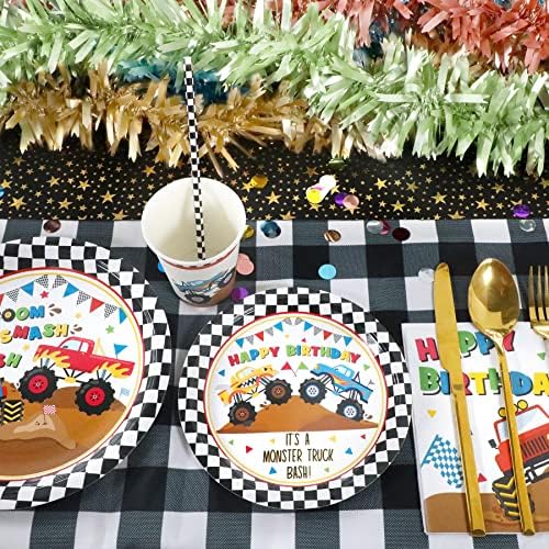 Recheel Monster Truck Birthday Decorations Plates Set, Monster Truck Plates - Image 5