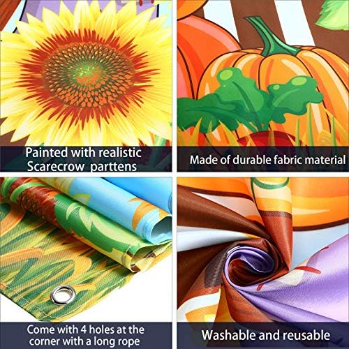 Blulu Fall Photo Backdrop Thanksgiving Pumpkin Scarecrow, 59 X 39.4 Inch - Image 3