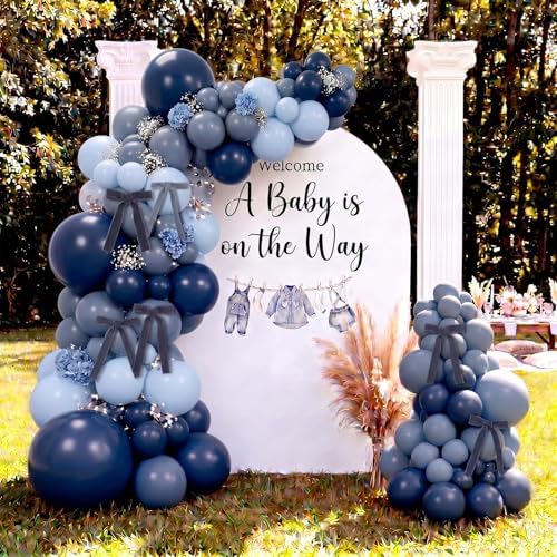Gejoy 152 Pcs Blue Jean Baby Shower Decorations Denim Balloon Arch Kit - Image 5