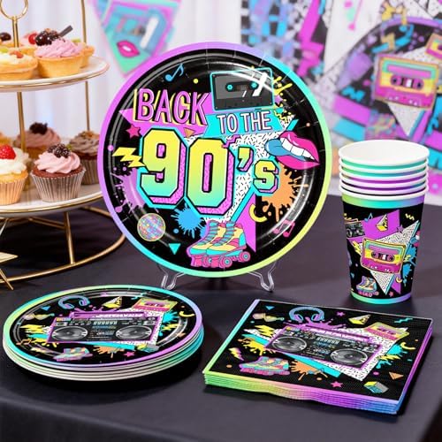Cocomigo 303PCS 90s Party Decorations Birthday Set Serves 25 - Image 5