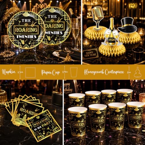Roaring 20s Party Decorations Tableware Set Serves 25 Guests - Image 5
