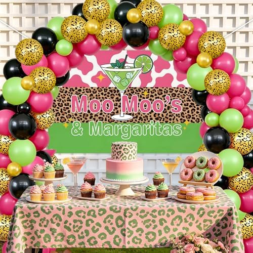 TWO WILD Moo Moos And Margaritas Party Decorations Moo Moos And Margaritas Decorations Cow Print Backdrop With Balloon Garland Kit For Bachelorette Birthday Bridal Shower Party Photo Booth Props - Image 3