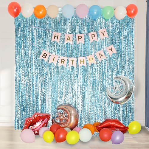 4 Pack Wavy Blue Foil Fringe Curtain 3.3x6.6 Feet | Blue Streamers Tinsel Backdrop for Under The Sea Party Decorations | Ocean Backdrop | Mermaid Birthday Decorations - Image 4