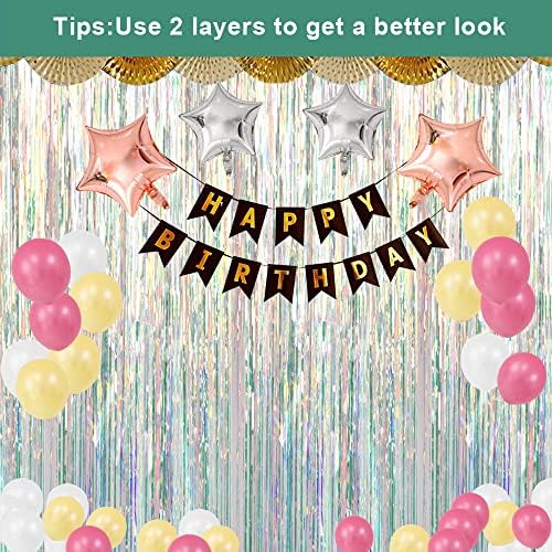 3 Pack Fringe Curtains Party Decorations,Tinsel Backdrop Curtains for Parties,Photo Booth Wedding Graduations Birthday Christmas Event Party Supplies (Transparent Rainbow) - Image 4