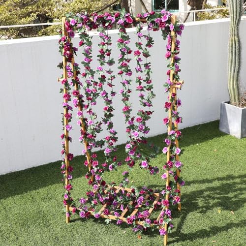2 Pcs 16.5Ft Flower Garland Rose Vines, Orange Floral Garland Flower Vines - Image 7