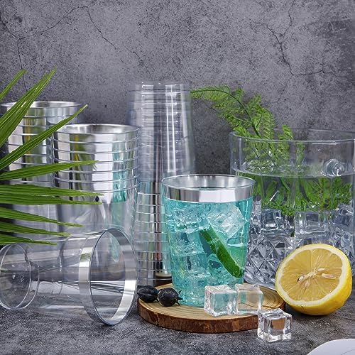 I00000 100PCS Silver Plastic Cups, 10 OZ Disposable Clear Plastic Cups - Image 5