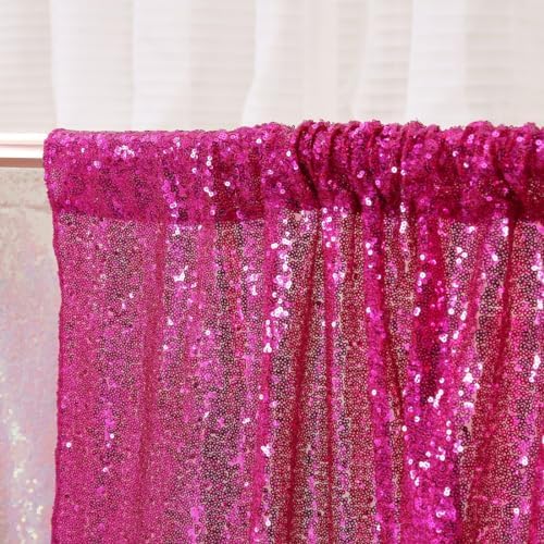 Poise3EHome Sequin Backdrop Curtain, 10Ft x 10Ft Hot Pink Glitter Photography Background Curtains, Sequence Backdrop Drapes for Wedding Party Festival Decor - Image 3