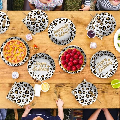 Grencian 96 Pcs Cheetah Print Birthday Party Decorations, Serves 24 - Image 7