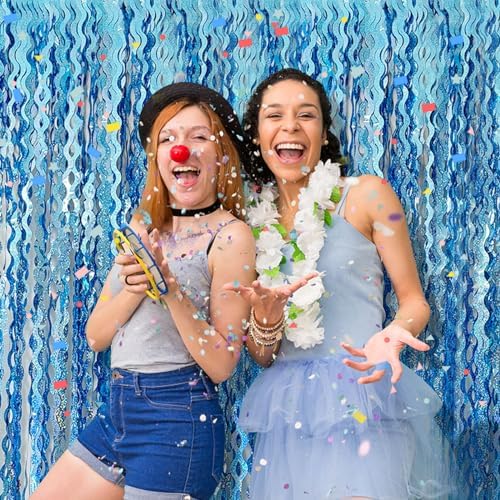 Tinsel Foil Fringe Curtains Wavy Backdrop for Parties Sparkle Metallic Wavy Foil Fringe Backdrop Curtain for Party Decorations Photo Booth Props for Birthday Graduation Wedding - Image 3