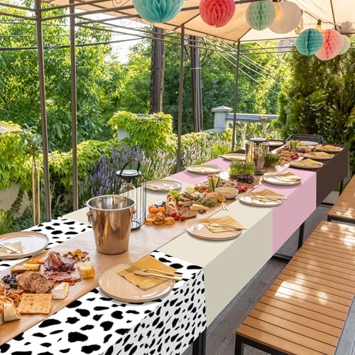 12 Pack Cowgirl Baby Shower Plastic Tablecloth for Rectangle Tables, Cow Print Western Disposable Table Cover, Pink Rustic Table Cloth for Western Farm Cowboy My First Rodeo Baby Shower Party Decor - Image 7