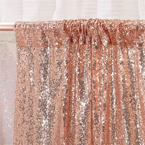 Poise3EHome Rose Gold Sequin Backdrop,8FT x 10FT Sequin Photography Backdrop Curtain for Party Decoration - Image 4