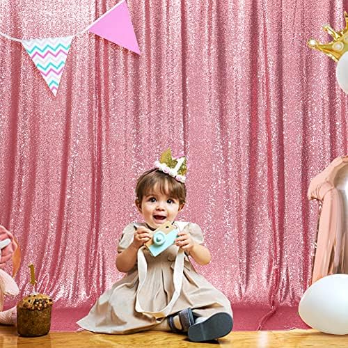 SquarePie 6x6ft Fuchsia Pink Sequin Backdrop, High Density Non-Transparent Glitter Curtain for Photography, Birthday, Wedding Party Decorations, Thick Solid Background with 4" Rod Pocket, 1 Panel - Image 7