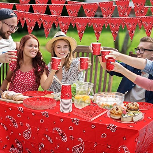 Tegeme 123 Pcs Western Cowboy Party Tableware Set for 30 Guests, Red - Image 6