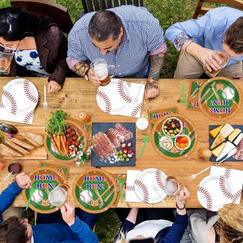 CHUNNIN 96pcs Baseball Birthday Party Plates and Napkins for Baseball Party Supplies Sports Birthday Party Disposable Paper Plates Tableware Set for 24 Guests Baseball Game Party Decorations - Image 6