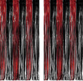 Black Red Party Streamers Backdrop - GREATRIL Foil Fringe Tinsel for Stranger/Friday Party/Halloween Party Decorations - 3.2ft X 8.2ft - 2 Packs by GREATRIL