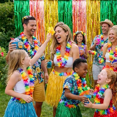 Luau Party Decorations - Green Gold Rose Tropical Streamers Backdrop Banner | Hawaiian Party Decorations for Indoor Outdoor - Summer Beach Pool Birthday Favors Supplies for Home Wall,2 Pack - Image 5