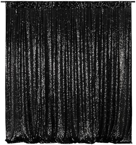 Poise3EHome Black Sequin Backdrop, 20Ft x 10Ft Glitter Photography Background Curtains for Halloween Party Wedding Birthday Christmas Thanksgiving Decoration - Image 3
