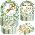 50 Guests House Warming Party Supplies Decoration Housewarming Party Plates and Napkins Forks Sweet Home Tableware Decor Rustic Floral Paper Disposable Plates for New House Wedding Supplies 200PCS by gisgfim