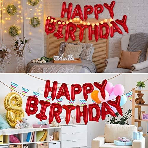 Happy Birthday Balloons Banner Red 16 Inch Mylar Foil Letters | Inflatable Party Decor and Event Decorations for Kids and Adults | Reusable, Ecofriendly Fun - Image 4