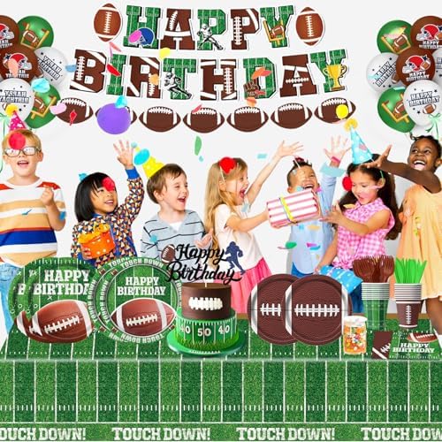 Football Birthday Party Decorations, Football Party Supplies Includes Plates, Napkins, Cups, Banner, Balloons, Tablecloth for Football Birthday Party Football Game Day, Serve 20 - Image 7