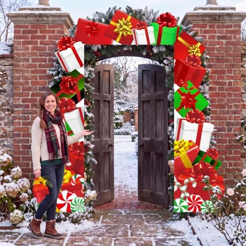 Peryiter 3 Pcs Christmas Door Decorations Holiday Gift Boxes Porch Banner - Image 4