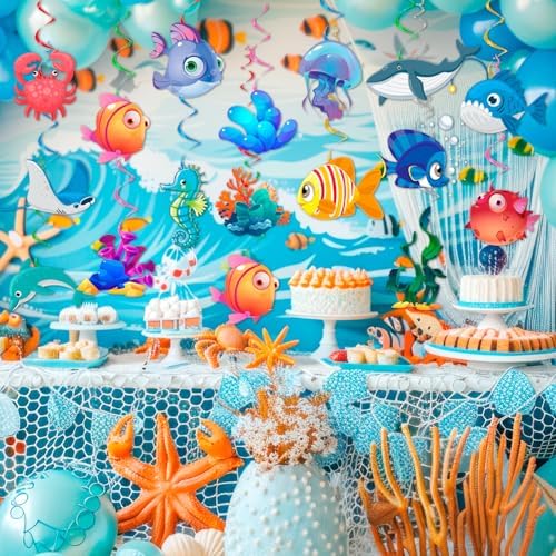 32 Pcs Under the Sea Party Hanging Swirl Decorations Ocean Party Supplies - Image 5