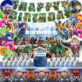 Birthday Party Decorations - Theme Children's Party Supplies Included Happy Birthday Banner, Backdrop, Hanging Swirls, Tablecloth, Cupcake Cake Toppers, Latex Balloons and Foil Balloons by LENEYIZIE
