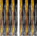 Black and Gold Party Streamers Decoration - 3.2ft X 8.2ft - 2 Packs by GREATRIL