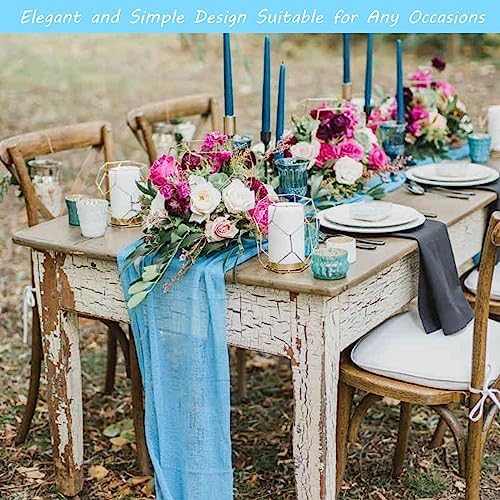 35x72 Inch Light Blue Cheesecloth Table Runner Baby Shower Birthday Decor - Image 7
