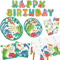 Dinosaur Birthday Party Supplies Disposable Paper Plates Napkins Cups Tablecloth and Banner for Dinosaur Party Decorations Serve 25 by Gatherfun