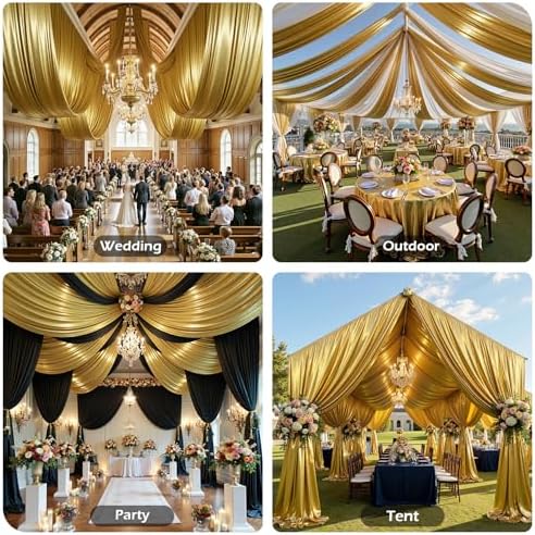 40ftx40ft Gold Ceiling Curtain for Wedding Parties - Image 5