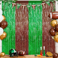 2Pack Football Party Decoration, Brown Green Foil Curtain Streamer Backdrop by UWPVOWSR