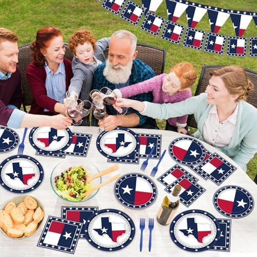 gisgfim 96Pcs Texas State Flag Party Supplies Paper Plates Napkins - Image 6