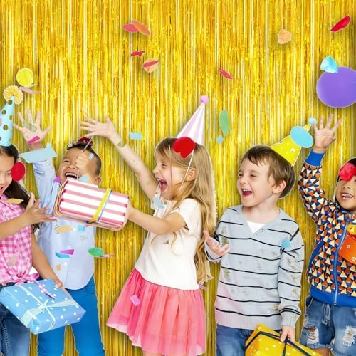 5 Pack 3.28ft x 6.56ft Gold Metallic Tinsel Foil Fringe Curtains, Photo Booth Backdrop Party Decorations for Birthday Wedding Baby Shower Graduation Bachelorette New Years - Image 6