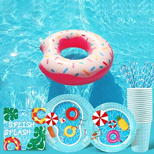 Recheel Pool Party Decorations Plates Set, Summer Pool Party Supplies - Image 4