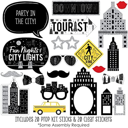 Nighttime City Skyline - New York Photo Booth Prop Kit, DIY Props - 20pc - Image 2