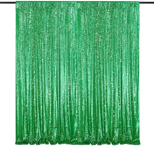 Dark Green 10ftx10ft Sequin Backdrop Curtain Glitter Christmas Background by QueenDream