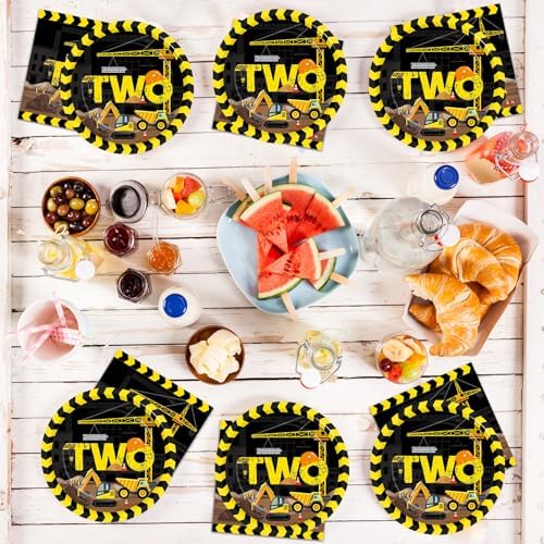 100 Pcs Construction Party Plates and Napkins Set Construction Truck Birthday Party Decorations Supplies Tableware Construction Themed Party Favors for Birthday Party Decorations Serves 25 - Image 6