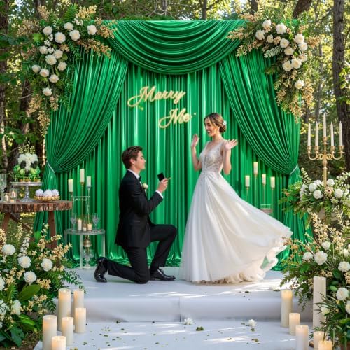 10x10FT Green Sequin Backdrop Curtain for Party - 2 Panels 5x10FT Wrinkle-Free Shimmer Drapes for Birthday, Wedding, Christmas, Decorations & Photography - Image 2