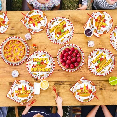 Grencian 96Pcs Hot Dog Birthday Party Supplies Serves 24 - Image 6