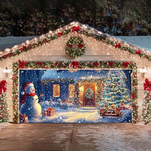HOMETITUTE Snowy Winter Scene Door Cover 13x6ft Polyester - Image 3