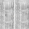 2 Pack Silver Foil Curtain Party Streamers Metallic Tinsel Foil Fringe Photo Booth Backdrop for Birthday Wedding Engagement Baby Shower Bachelorette Christmas Holiday Celebration Party Decorations by KEJ