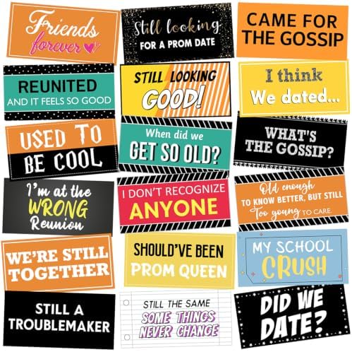 Beeveer 24 Designs Class Reunion Photo Booth Props, Double Sided PVC Signs by Beeveer