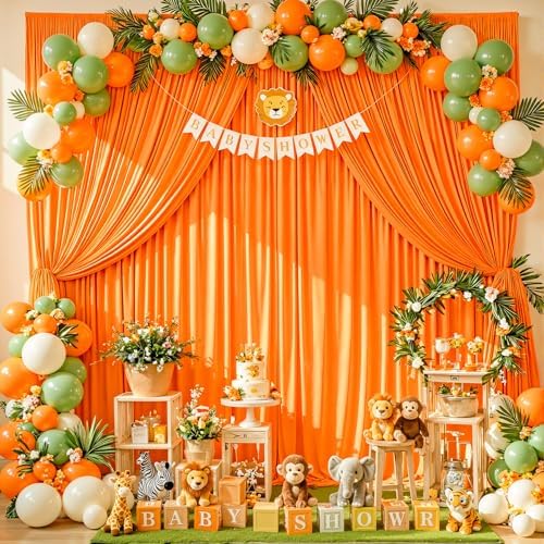 30x10ft Orange Backdrop Curtain Panels for Parties - Wrinkle Free Polyester Photo Curtain Backdrop Wedding Back Drop Fabric Drapes for Party Decorations Background for Photography - Image 3