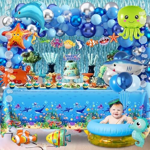 WHYMEO Under the Sea Party Decorations, 98 Pcs Ocean Theme Birthday Set - Image 7