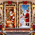 Christmas Door Cover Decorations Banner for Front Door Reindeer and Santa by Unknown