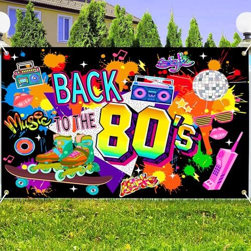 80s Background 10x5 FT Graffiti Back to The 80s Backdrop 1980s Birthday Party Decorations 90s Banner for Hip Hop Disco Glow Party Photography Props Supplies - Image 3
