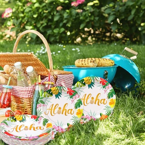 36PCS Aloha Plates Hawaiian Luau Plates for Tropical Party Decorations - Image 7