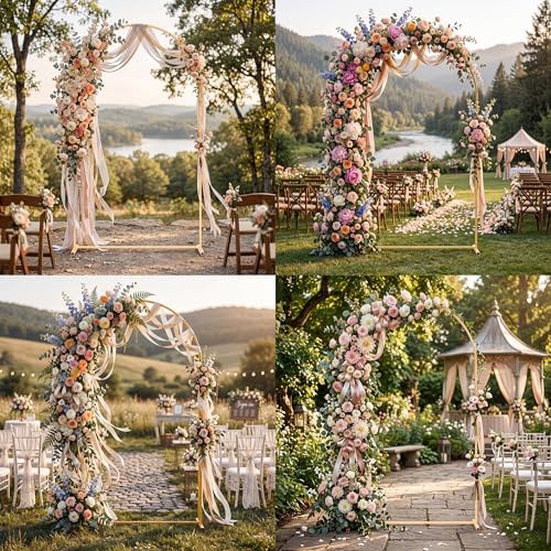 7.2FT Wedding Arch Backdrop Stand, Heavy Duty Metal Arch Frame for Balloons, Flowers & Fabric, Event Decoration Stand for Ceremony, Party & Photos - Image 4