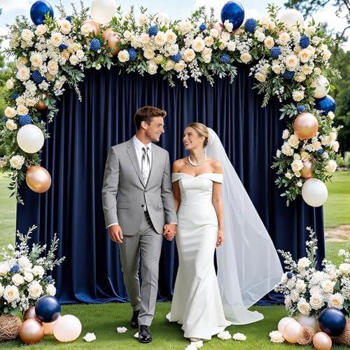 Navy Blue Backdrop Curtain - 20x10FT Back Drop Curtains for Parties Wrinkle-Free Soft Polyester Photo Backdrop Wedding Decorations Photoground Backdrop Stain-Resistant for Back Drop Stand, 4 Panels - Image 3